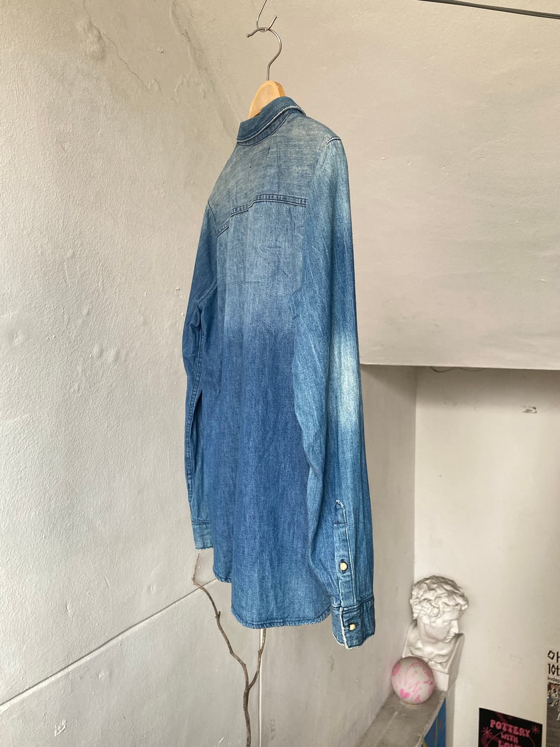 단추 포인트 웨스턴 데님 셔츠 상품이미지7