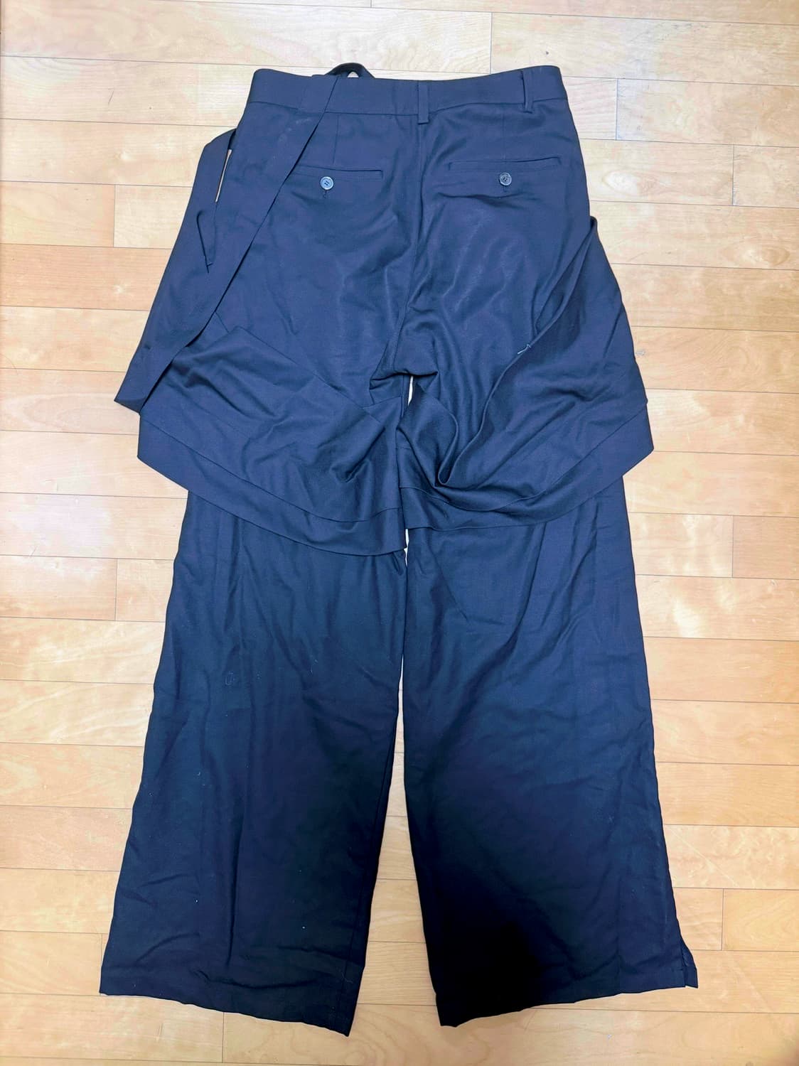 Jiyongkim SS23 레이어드 울 와이드 팬츠 상품이미지2