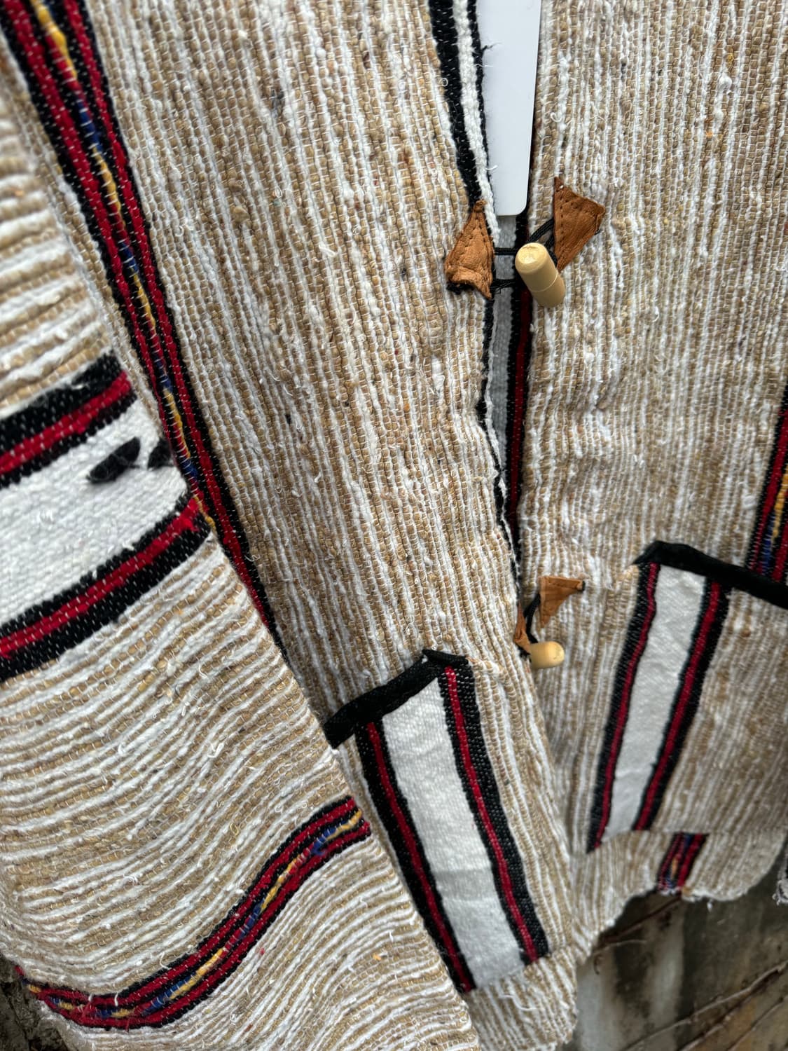 모로칸 러그 블랑켓 핸드메이드 후드 더플 코트 자켓 상품이미지6