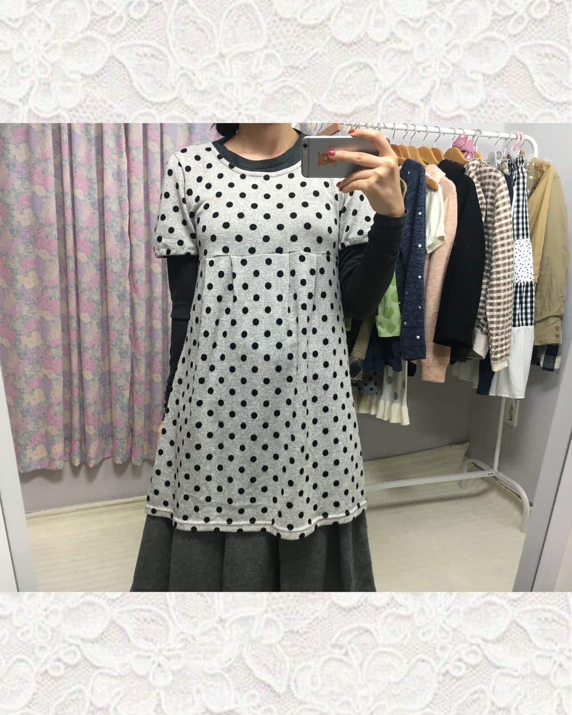 그레이 반소매 니트 원피스  상품이미지2