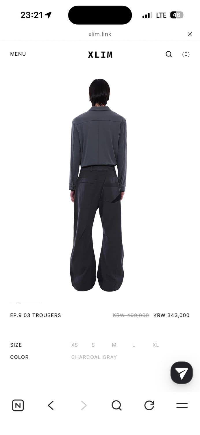 Xlim ep.9 03 trousers charcoal m사이즈 상품이미지2
