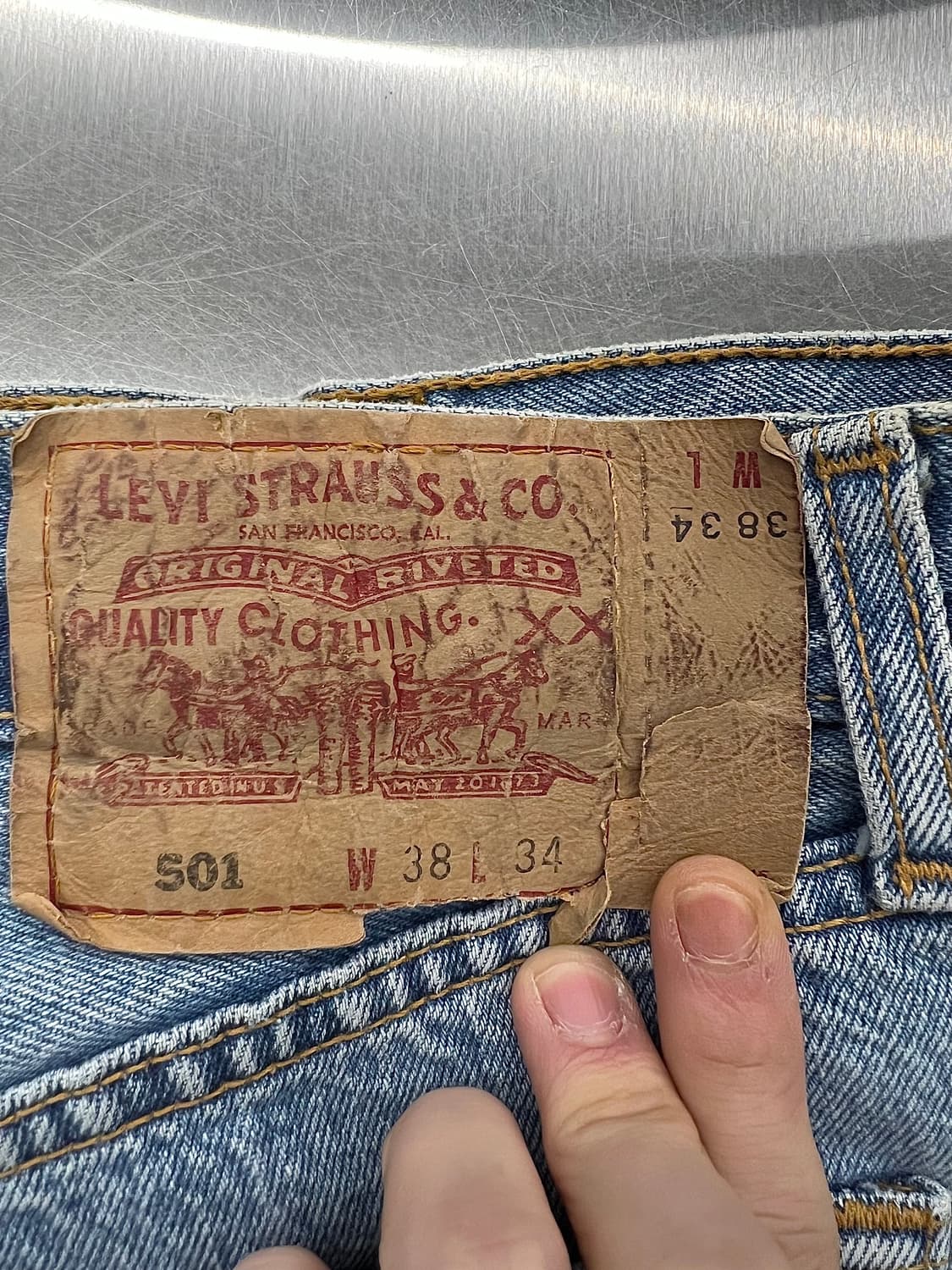 90s 리바이스 501 연청 오리지널 데님 팬츠 상품이미지9