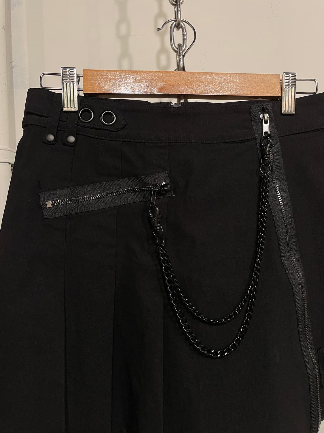 kill star 킬스타 십자가 패치워크 체인 블랙 미디스커트 펑크 상품이미지4