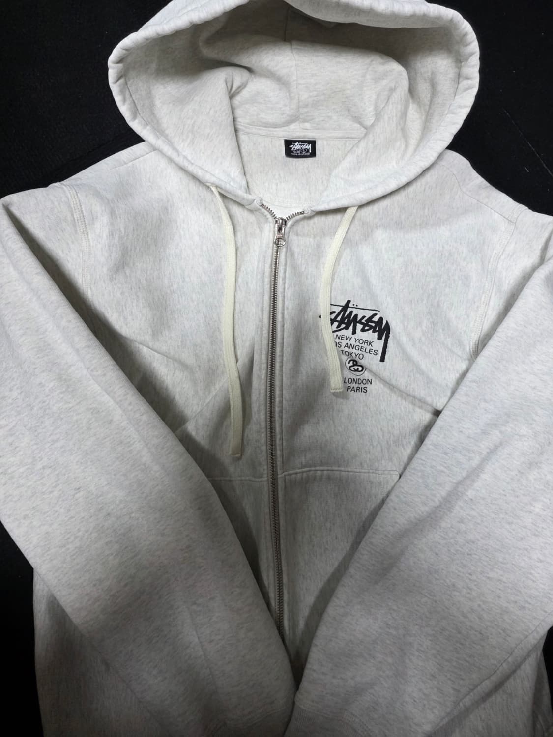 스투시 월드투어 후드집업 2022 애쉬 헤더 상품이미지1