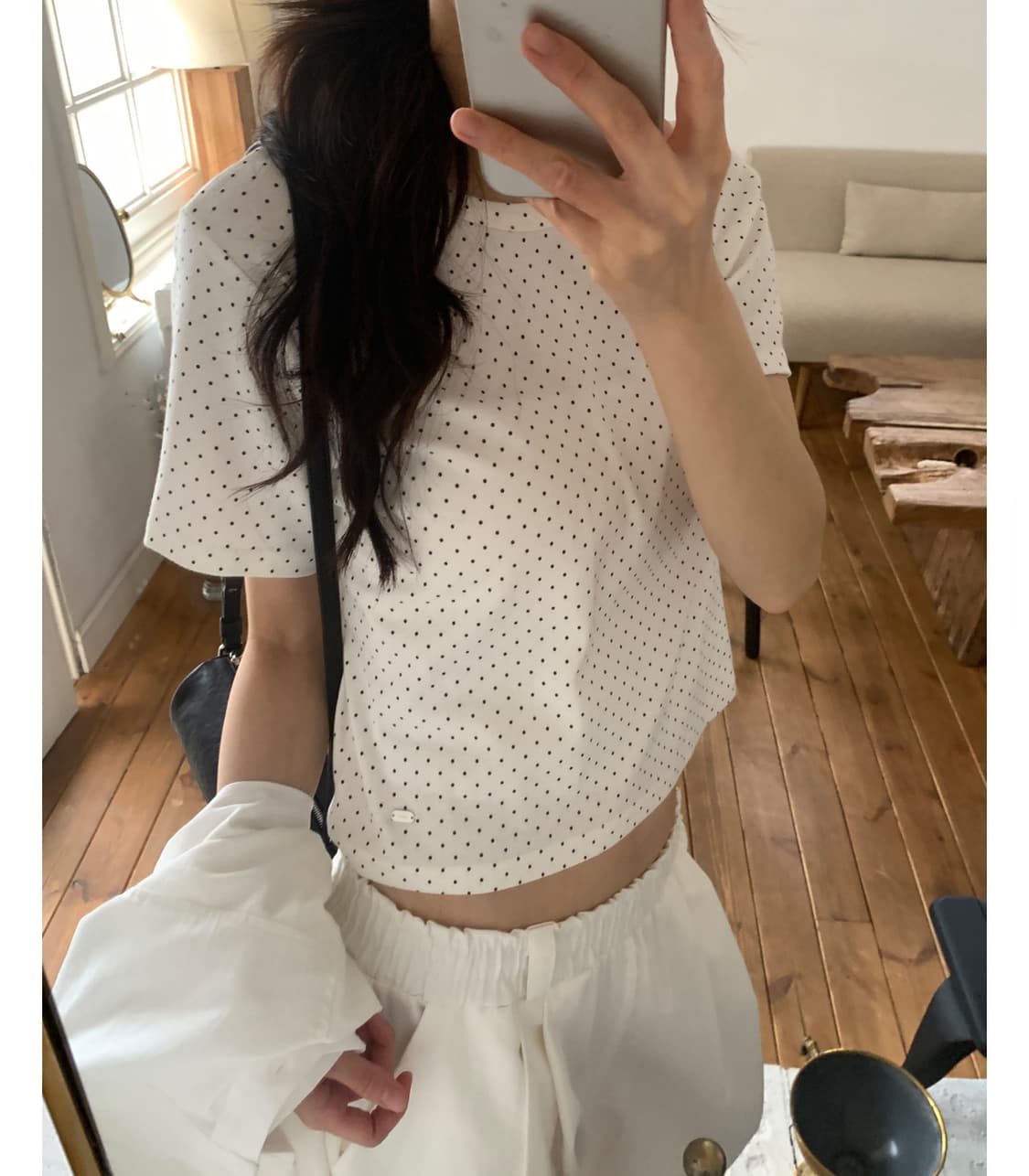 릿킴 [reets] DOT HALF TEE 화이트 상품이미지3