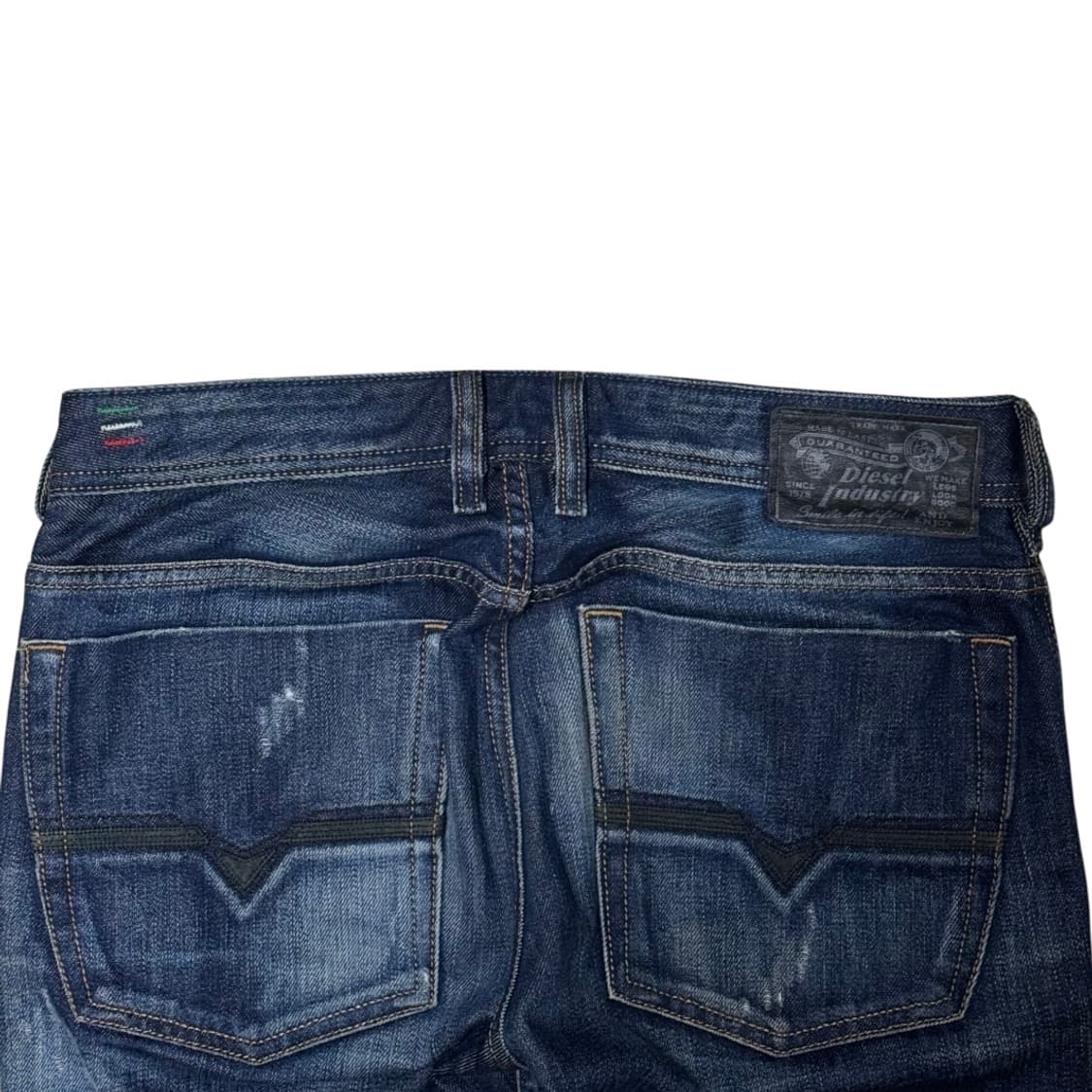 디젤 자티니 딥블루 데미지 워싱 플레어 세미 부츠컷 데님팬츠 상품이미지6