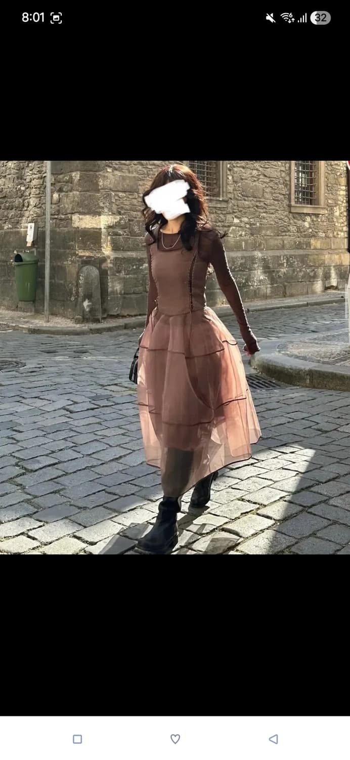 Fletta 플레따 레이스업 오간자 S 드레스+스커트+이너티 일괄 상품이미지1