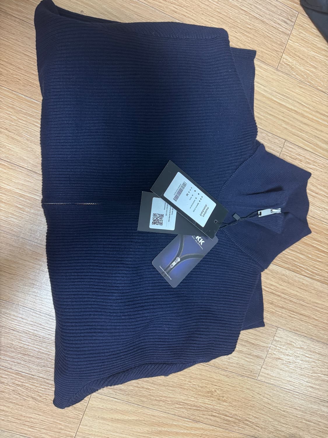 무신사 스탠다드 하이넥 니트 집업 네이비 m 상품이미지2