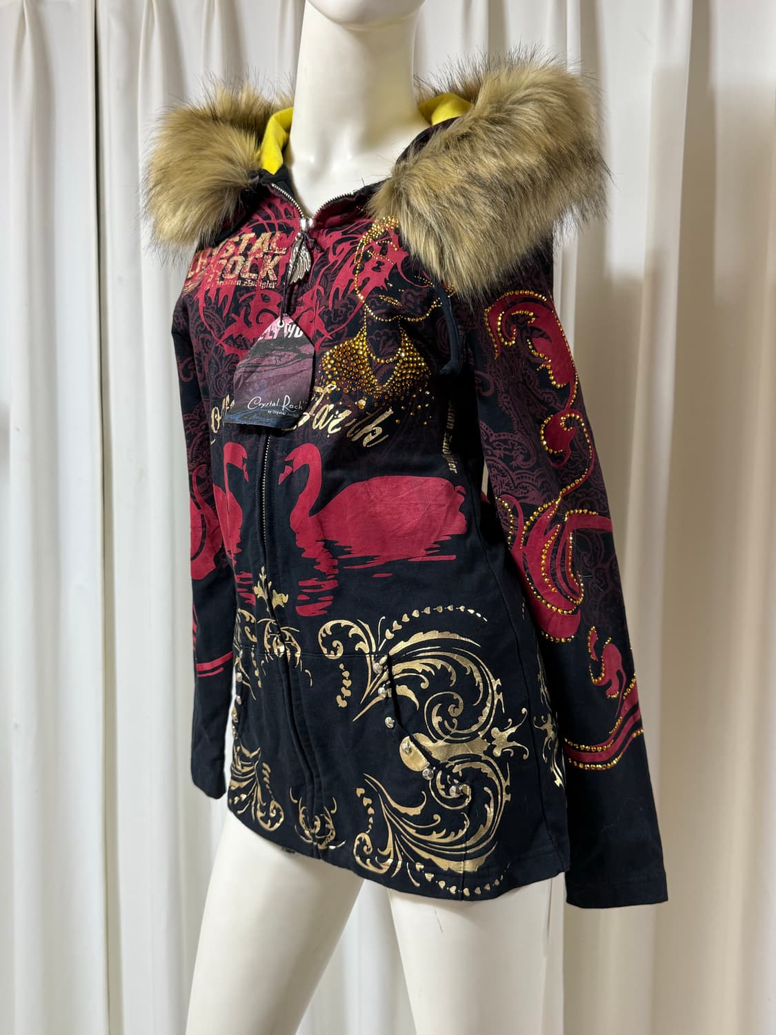 Christian Audigier 갸루맛 퍼 후드집업 미사용품 상품이미지5