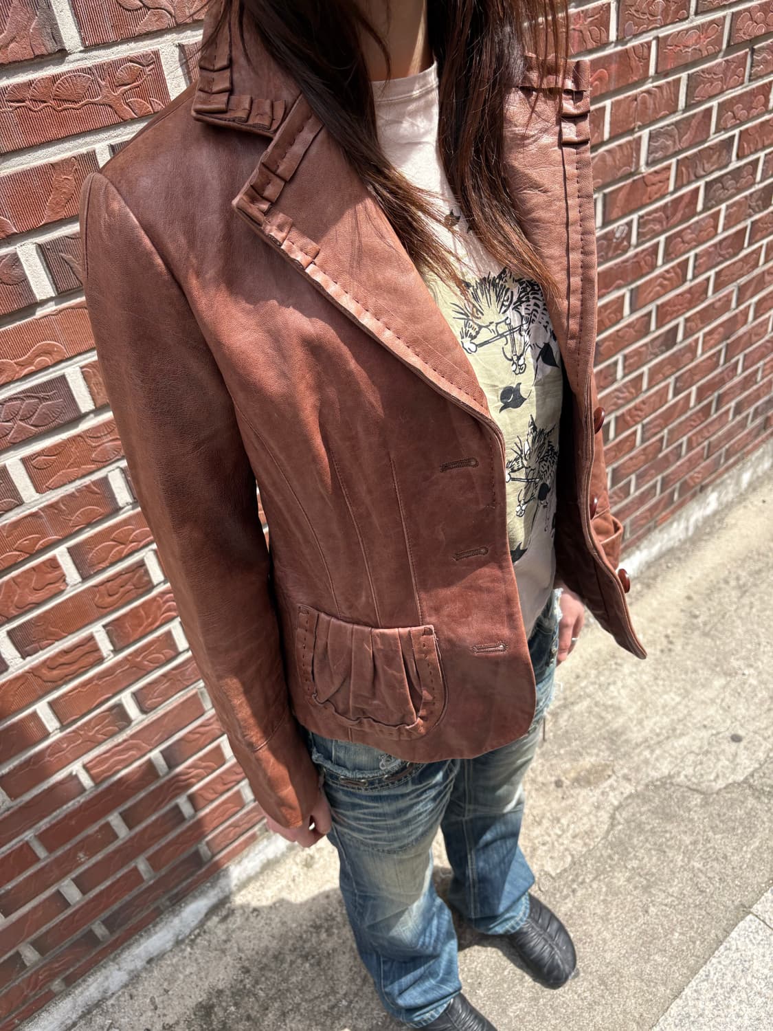 Ruffle Lambskin Vintage Jacket 상품이미지1