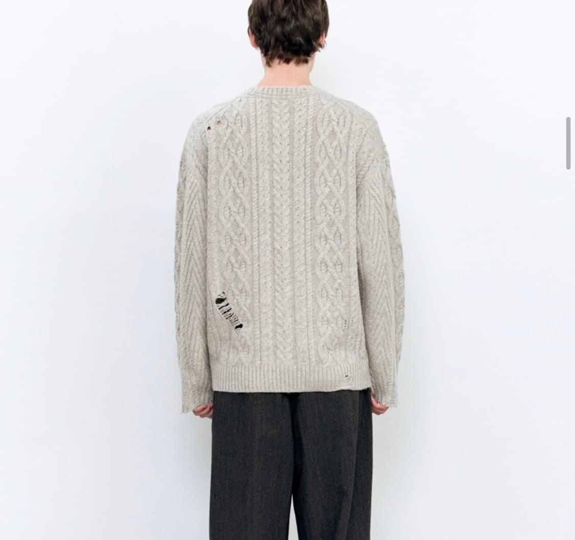 인사일런스 디스트레스드 케이블 니트 OATMEAL L사이즈 상품이미지5