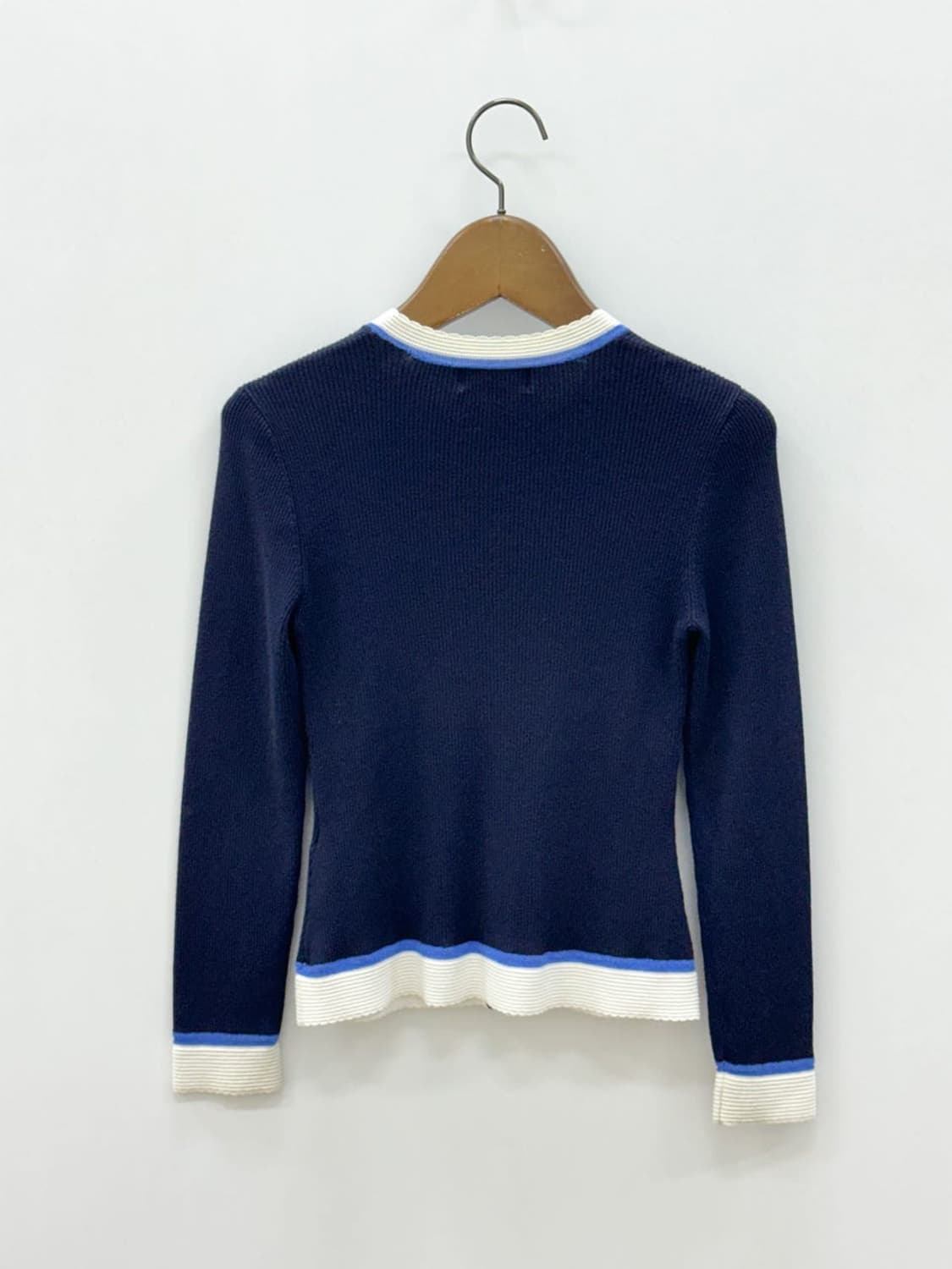 courreges / 꾸레쥬 네이비 골지 라운드 가디건  상품이미지3