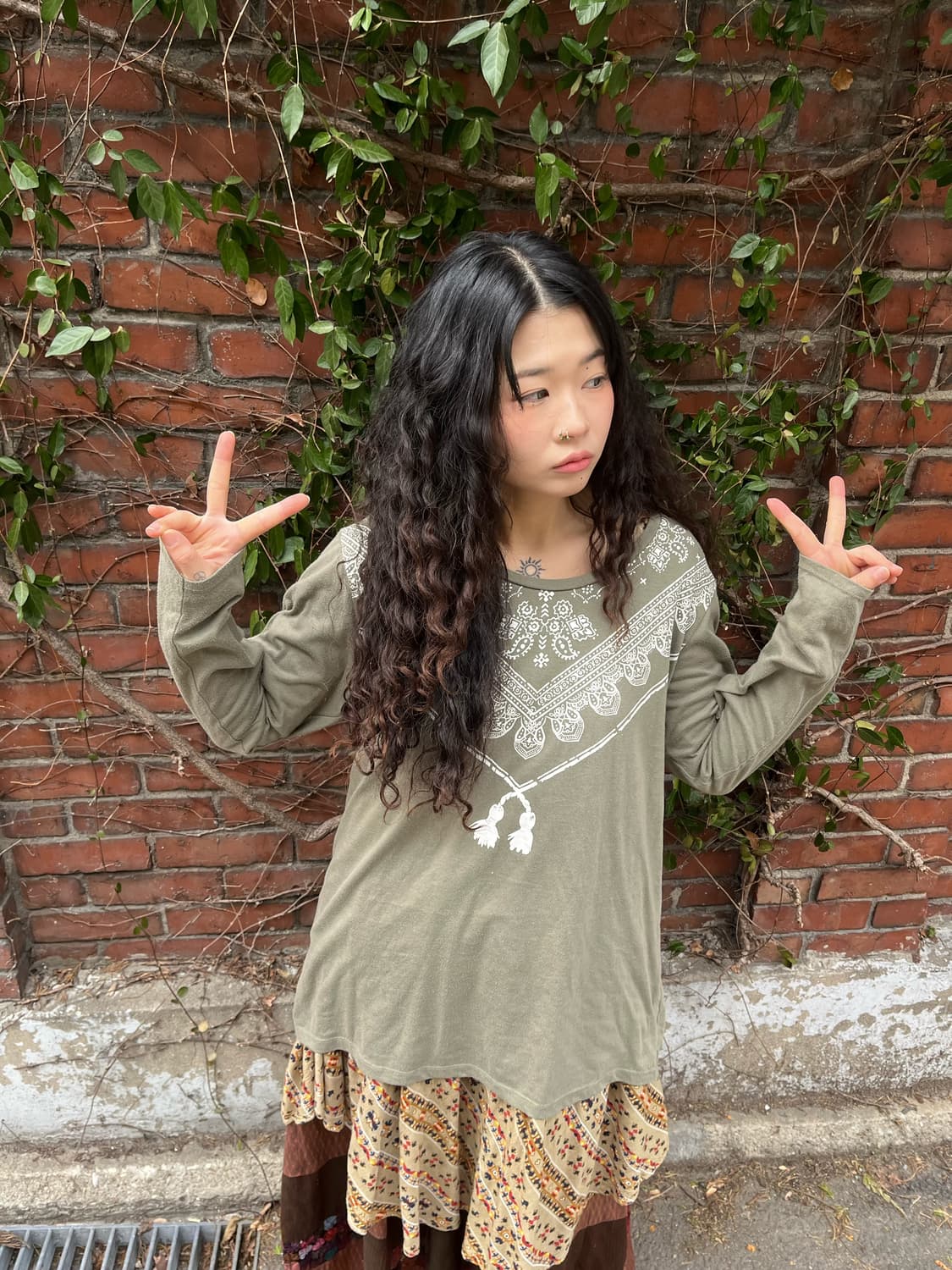 히피 프린팅 롱 슬리브 상품이미지1