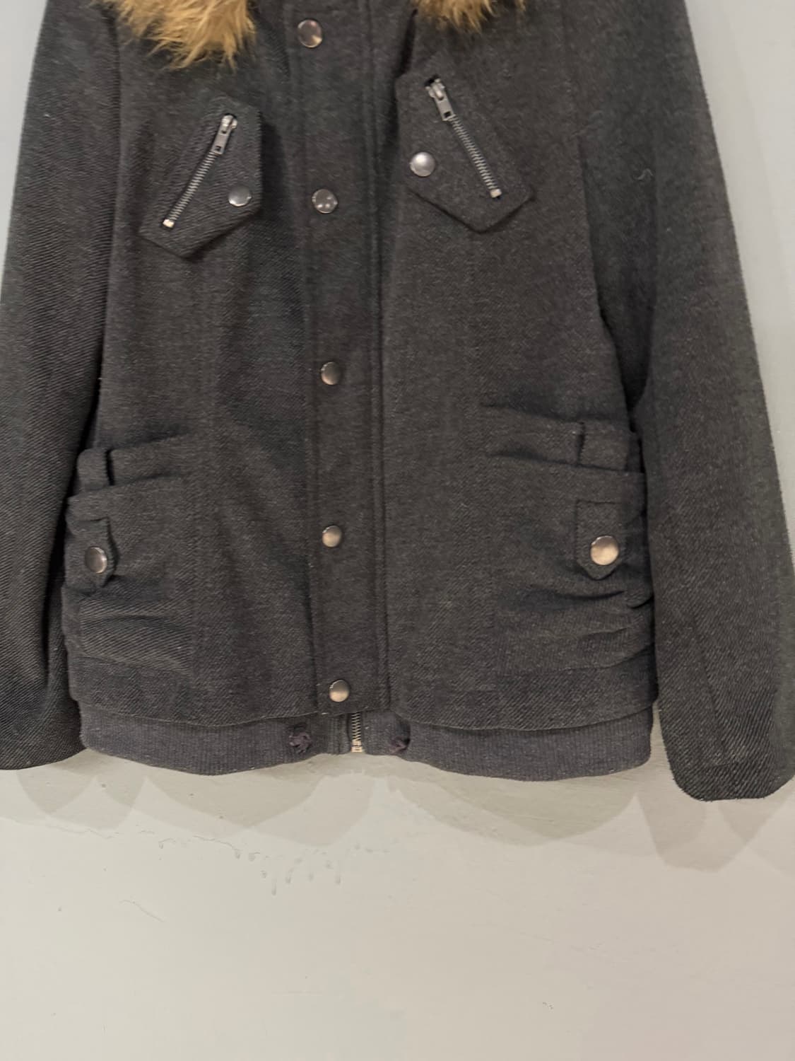 fur trimming multi pocket short coat 상품이미지8