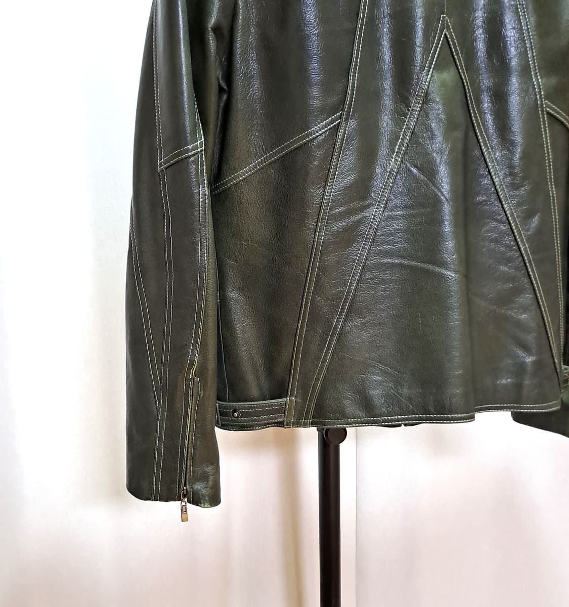 산양가죽 카키 절개스티치 싱글자켓 100 B45 상품이미지7