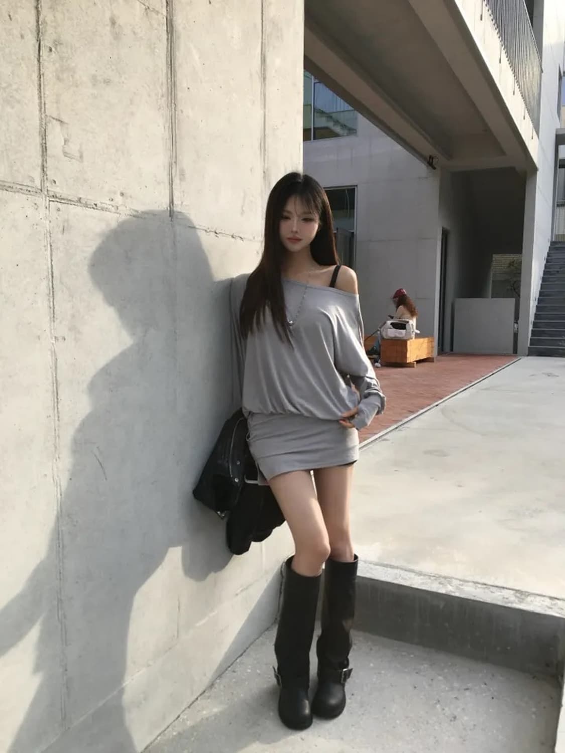 Soand 여리핏 버튼 티 그레이 (새상품) 상품이미지1