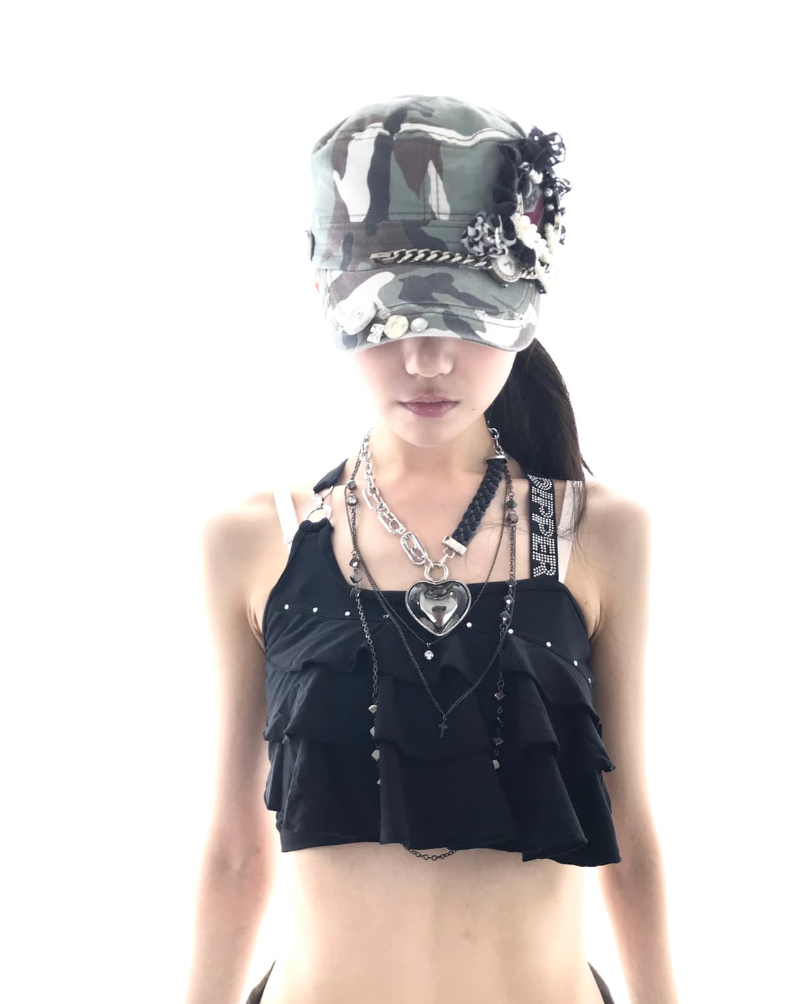 Custom🐾)camo bold chain&clock cap 상품이미지6