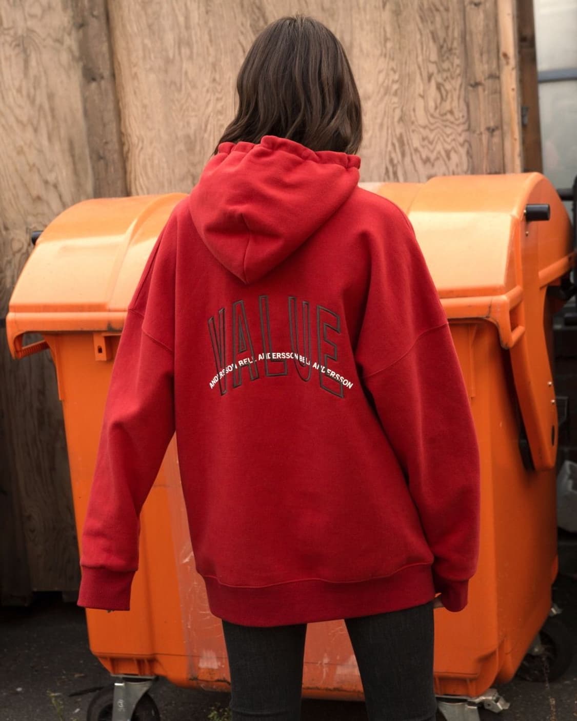 앤더슨벨 자수 로고 기모 후디 후드티 레드 공용 XL 새상품 상품이미지1