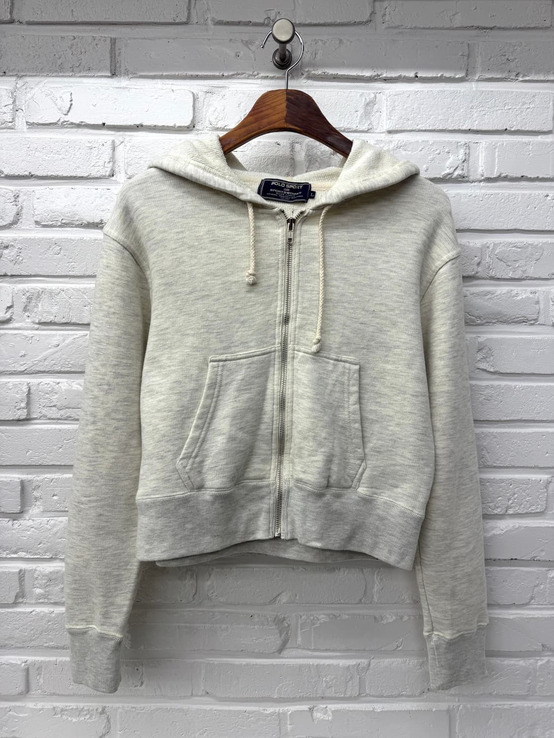 폴로 스포츠 멜란지그레이 크롭 후드집업 상품이미지3