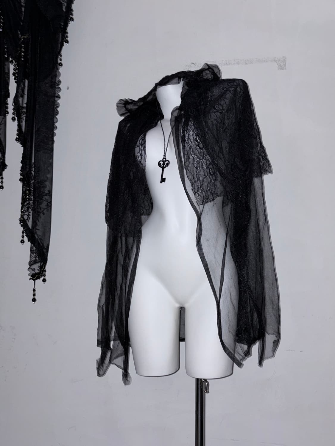 오사라기깔 고스 시스루 베일 3겹 레이어드 다크페미닌 고스로리 레이스 상품이미지6