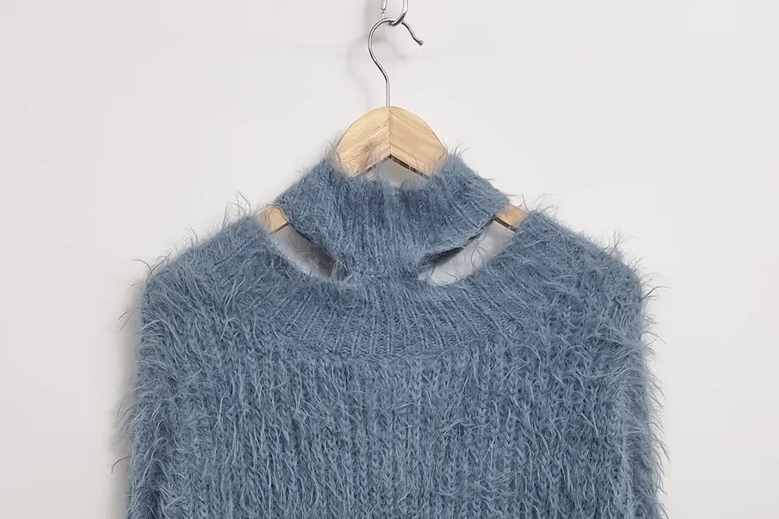 JPN 빈티지 블루 하이넥 루즈핏 니트 상품이미지5