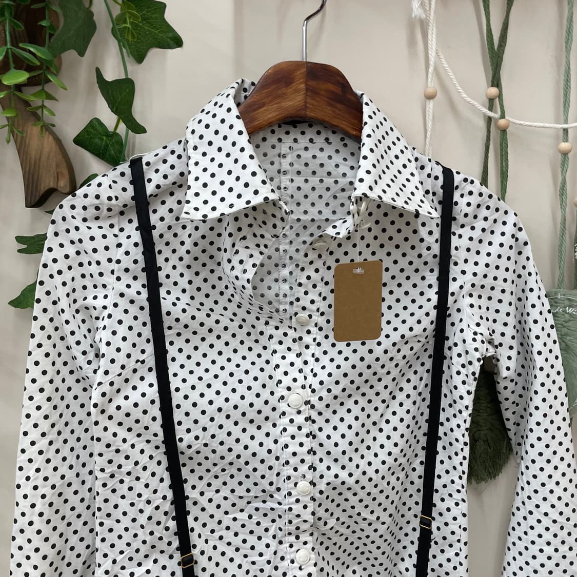 onespo 도트 멜빵 셔츠  상품이미지3