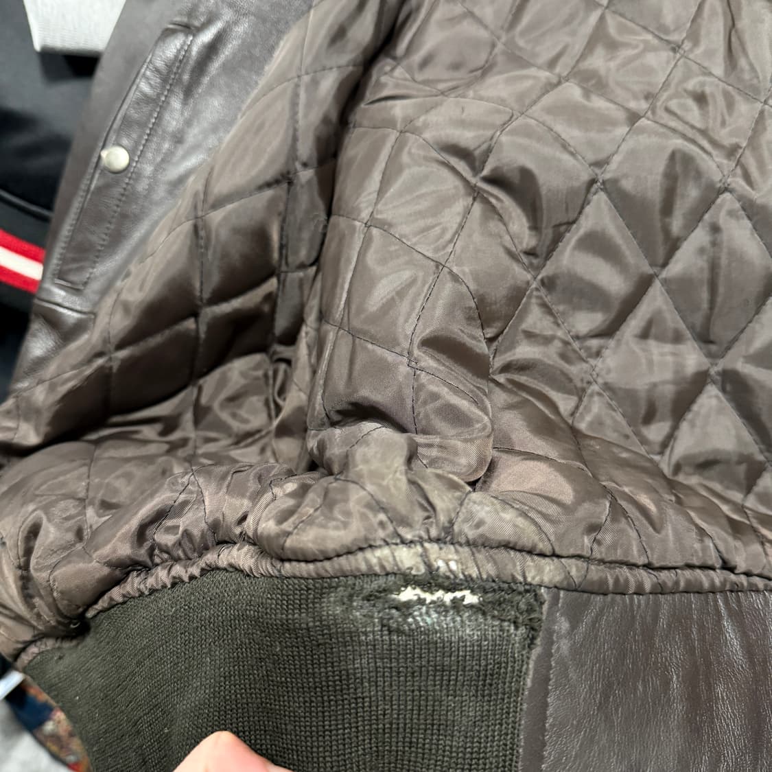VTG 빈티지 100% 쉽스킨 양가죽 A2 퀼팅 봄버 자켓 브라운 상품이미지7