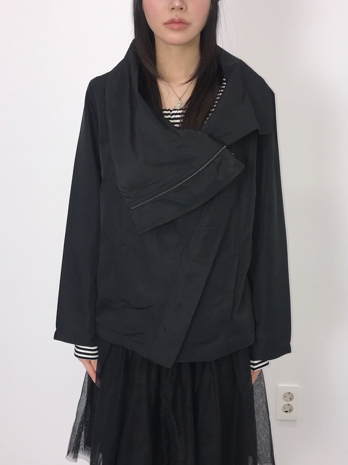 Jpn High-Neck Draped Windbreaker Jacket 상품이미지2