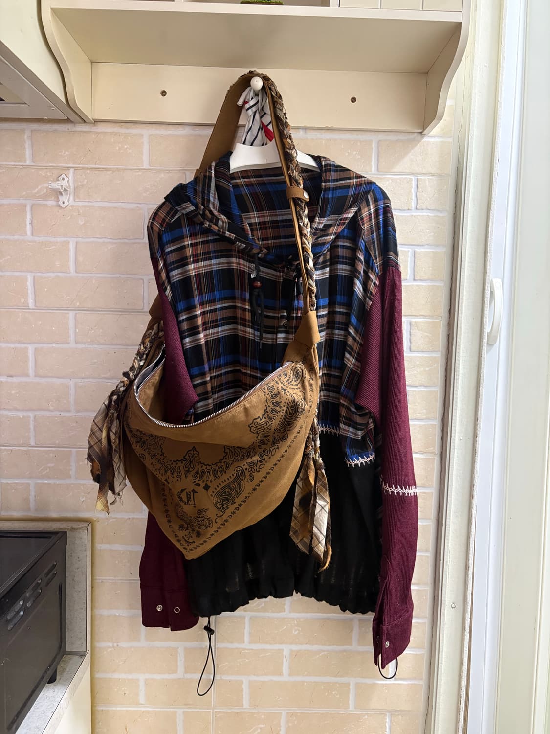 RSSC - 에스닉 니트 체크 후드 L사이즈 + 가방 상품이미지10