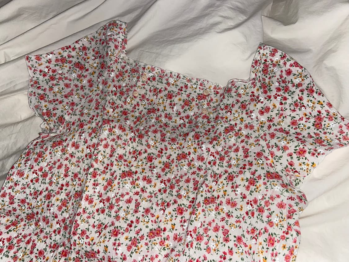 핑크 꽃 스퀘어넥 블라우스 상품이미지3