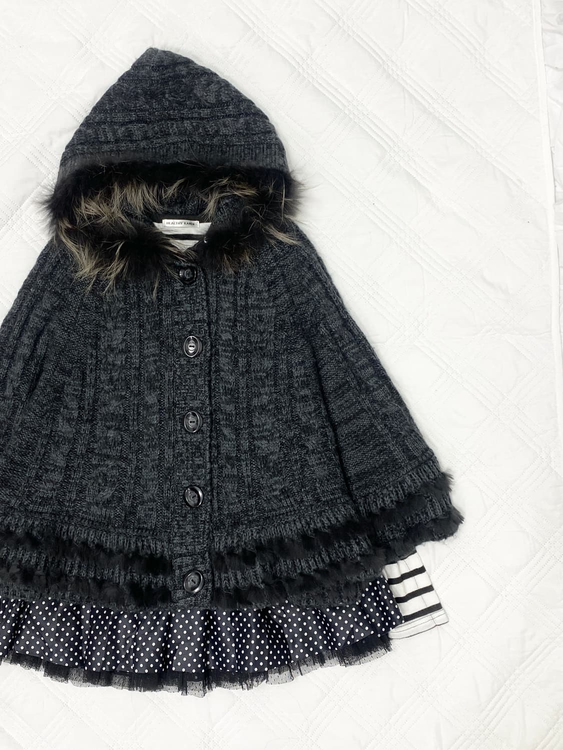 ꒰ঌ 도트 블랙 캣 케이프 세트 ໒꒱ 상품이미지3