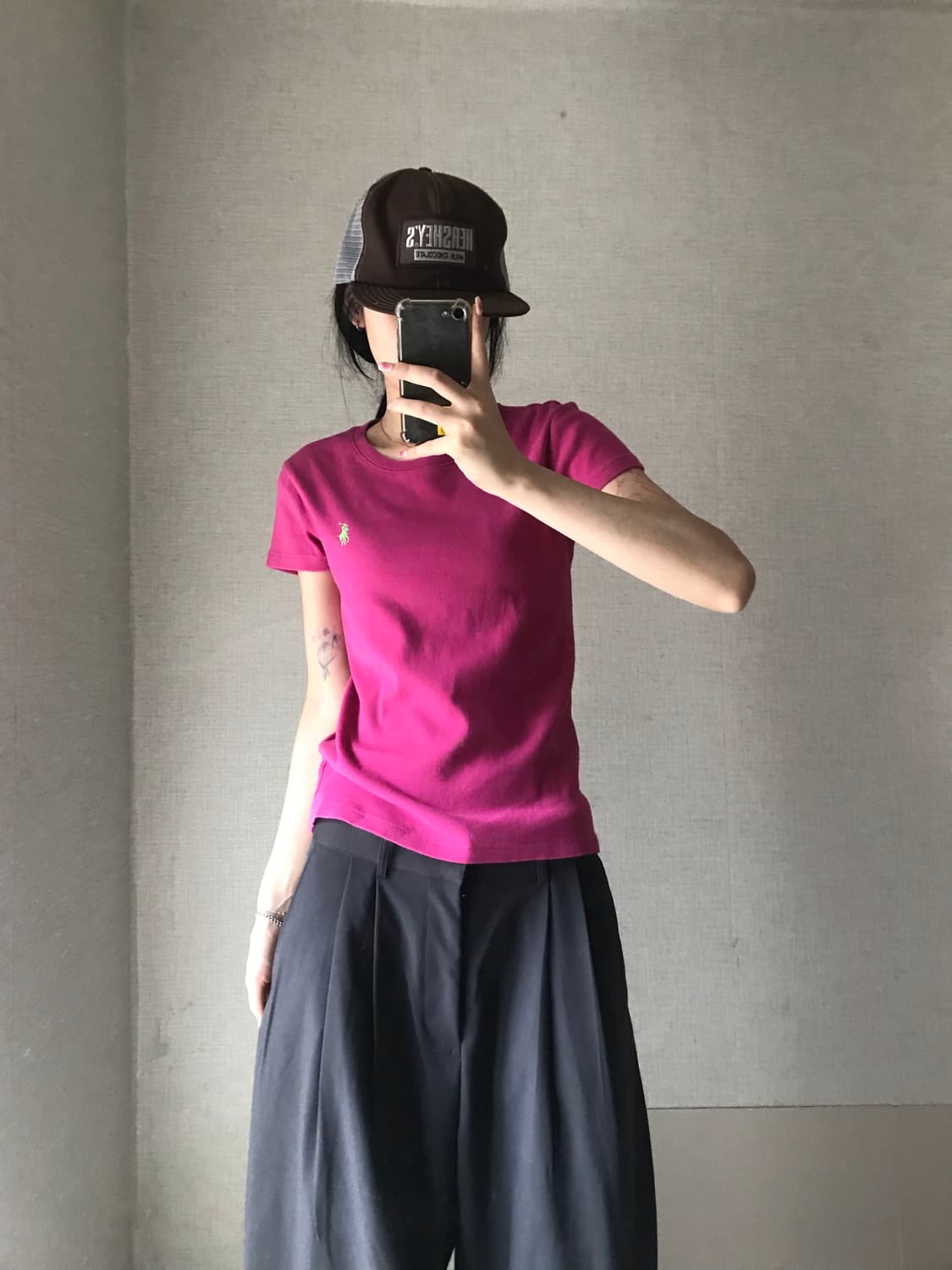 폴로 핑크 슬림핏 반팔티셔츠 상품이미지1