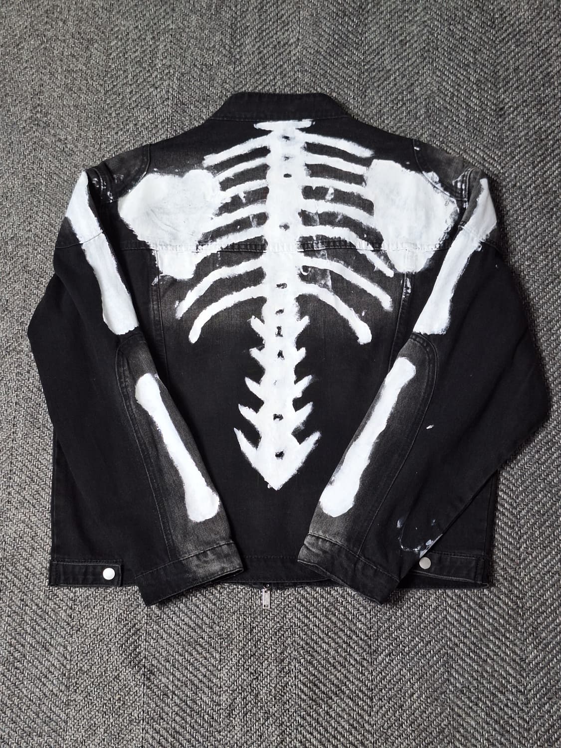 빈티지 자체제작 해골 본 스타일 바이커 데님 자켓 상품이미지1