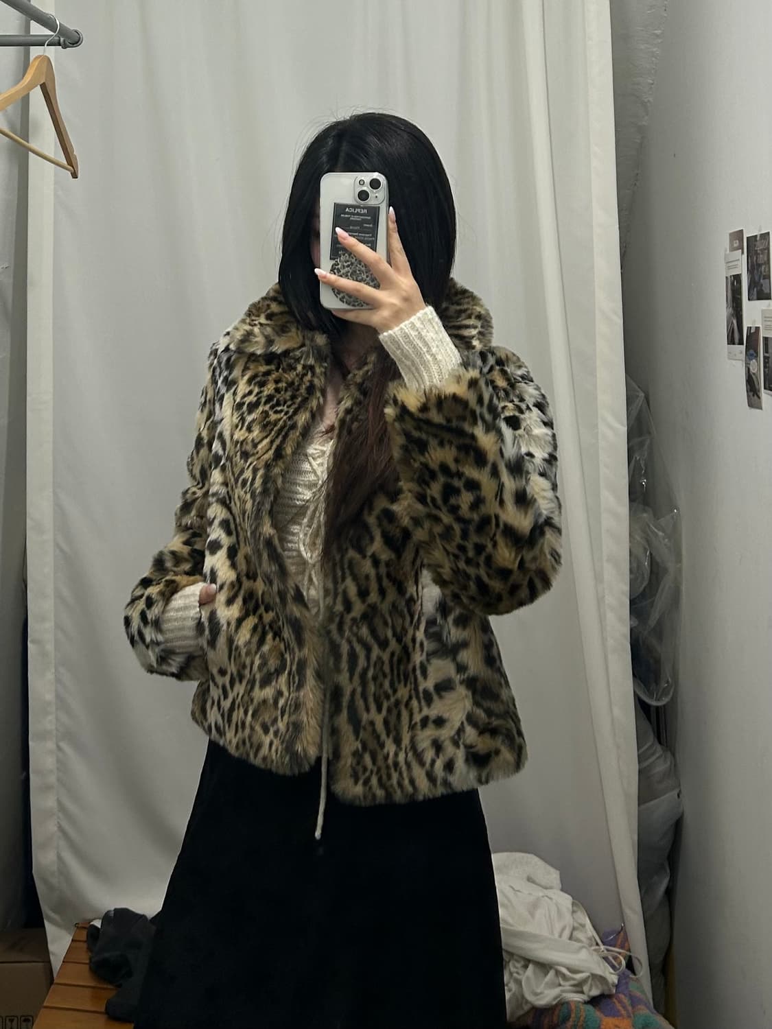 갸루 호피 레오파드 퍼 자켓 상품이미지3