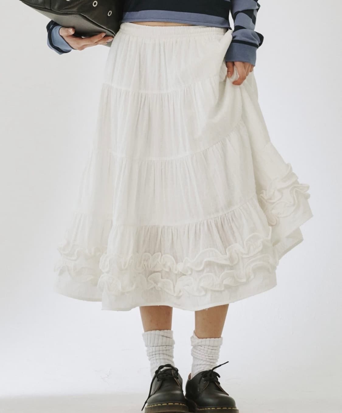 plzproject MIDDLE FRILL SKIRT, WHITE 상품이미지1