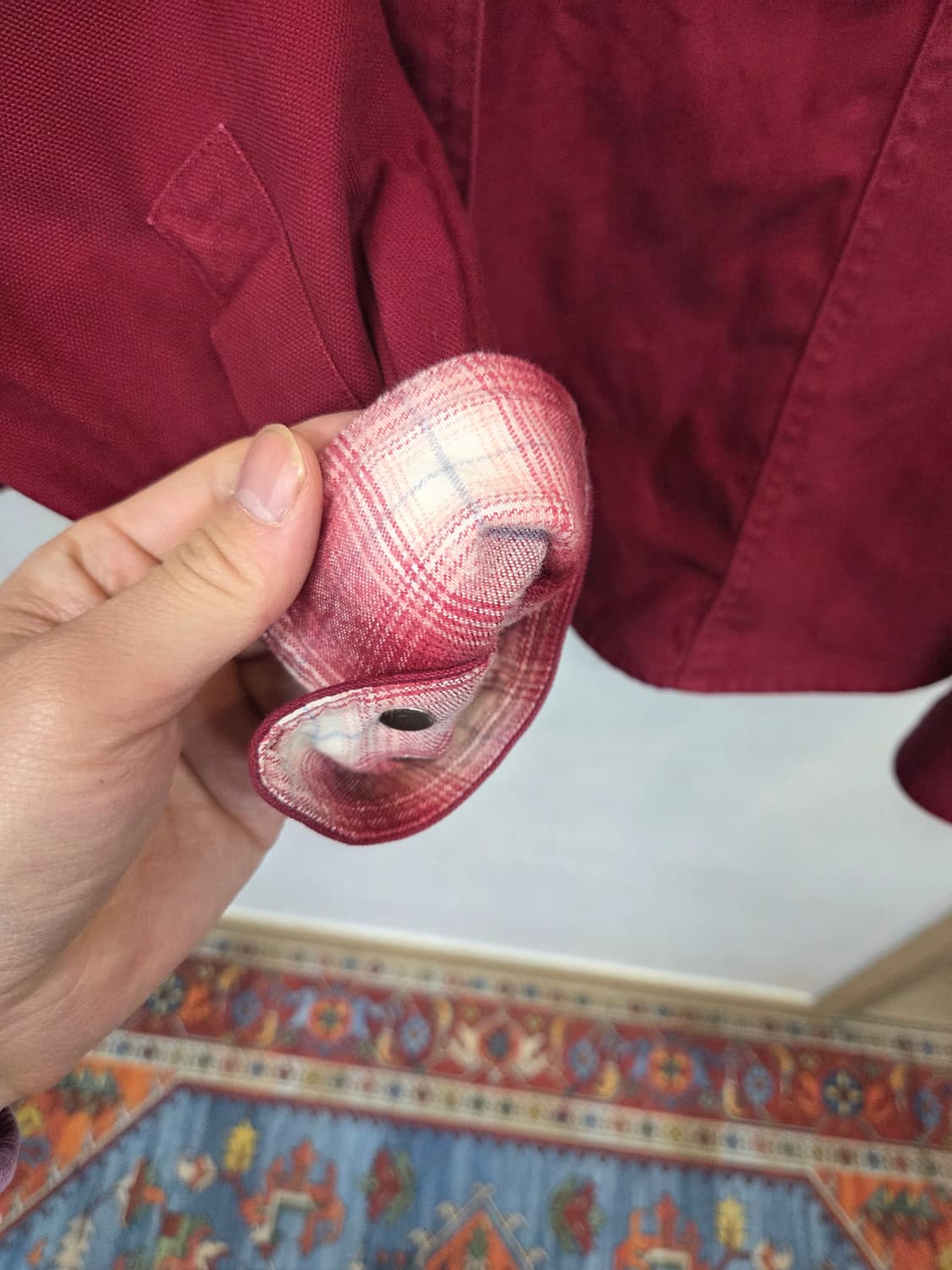 칼하트 여성 빈티지 플란넬 캔버스 셔츠자켓 버건디 xxl 레귤러  상품이미지6