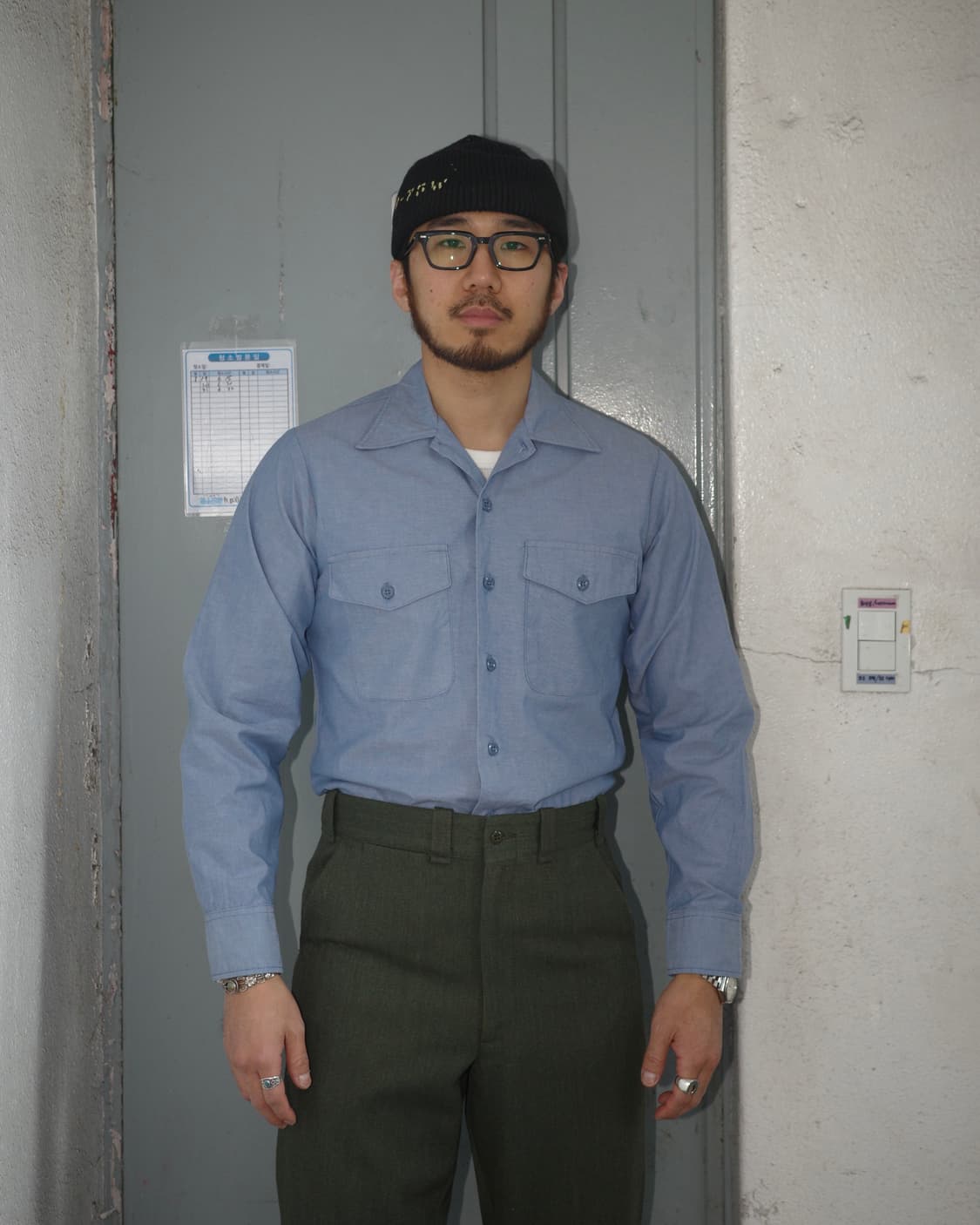 80s USNavy 샴브레이 셔츠 상품이미지6