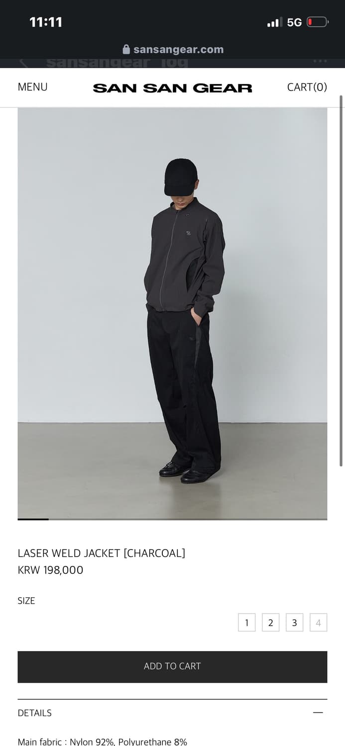 [3] 산산기어 레이저 자켓 차콜 LASER WELD JACKET 상품이미지1