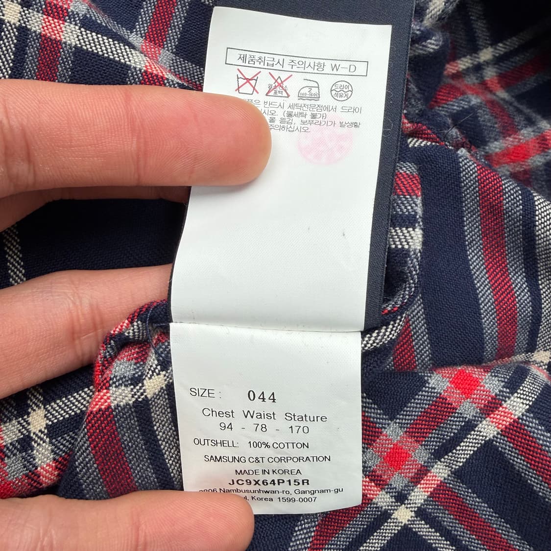 준지 네이비 레드 플란넬 체크 셔츠 L 상품이미지10