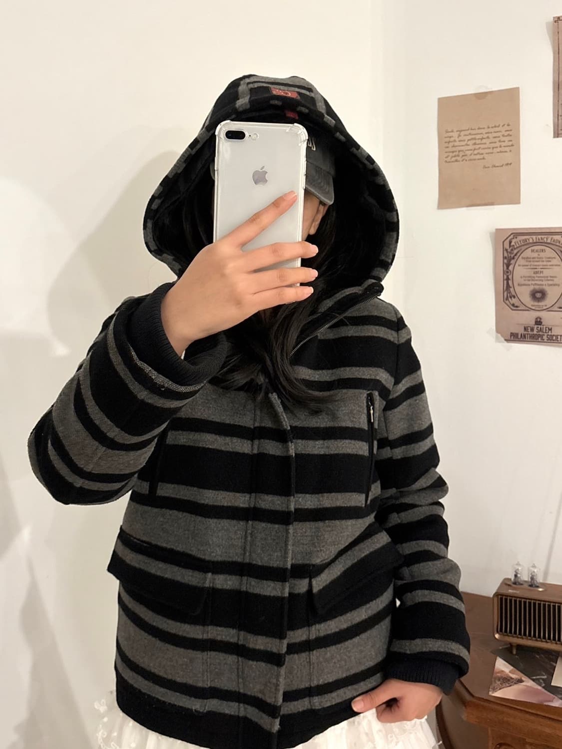 와투케 줄무늬 털 자켓  상품이미지2