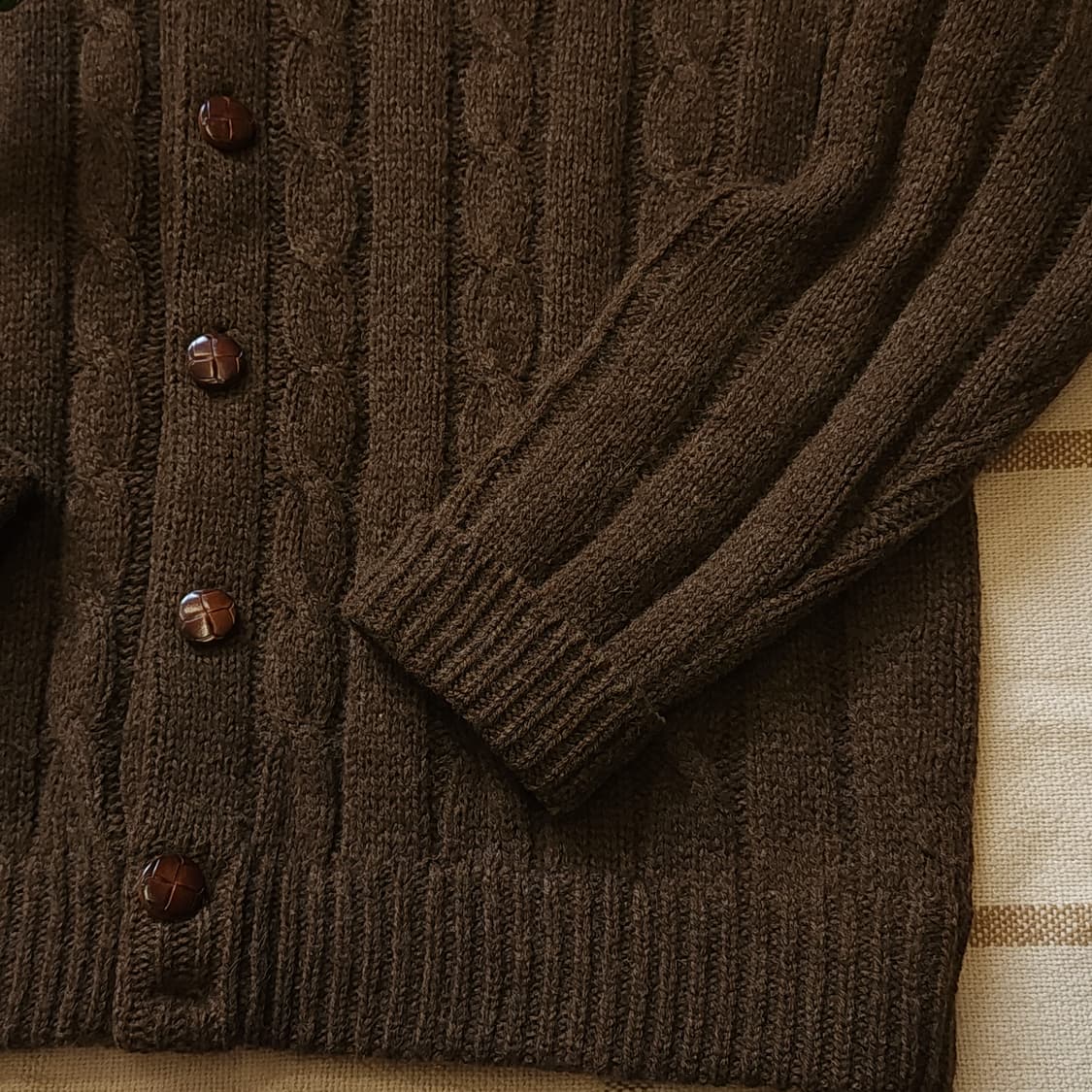 90s 프렌치 핸드메이드 울 가디건 유럽 헤비울 스웨터 빈티지 니트 xl 상품이미지7