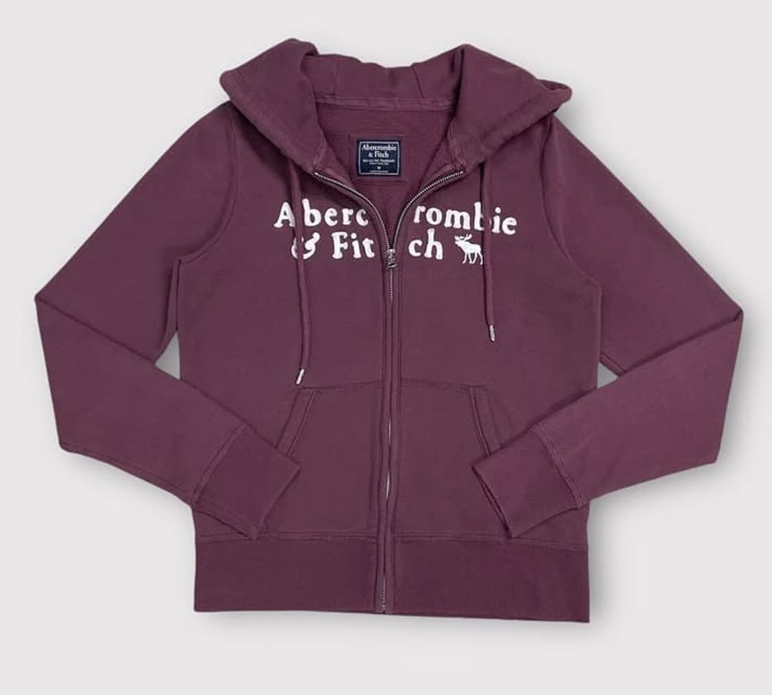 아베크롬비 희귀 대장템 팥죽색 기모 후드집업 상품이미지3