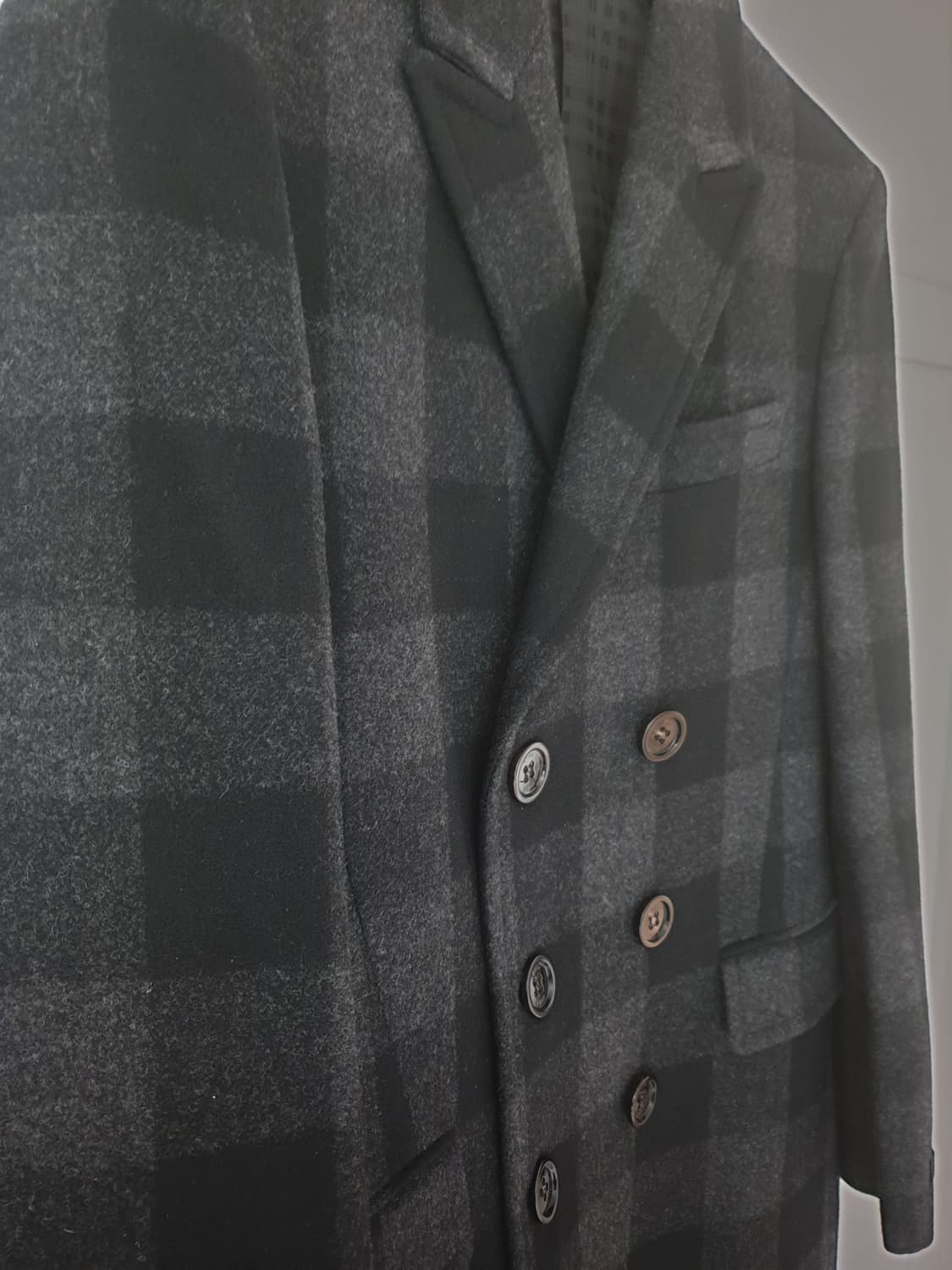 지이크 울체크코트 울코트 울80 새상품급 상품이미지3