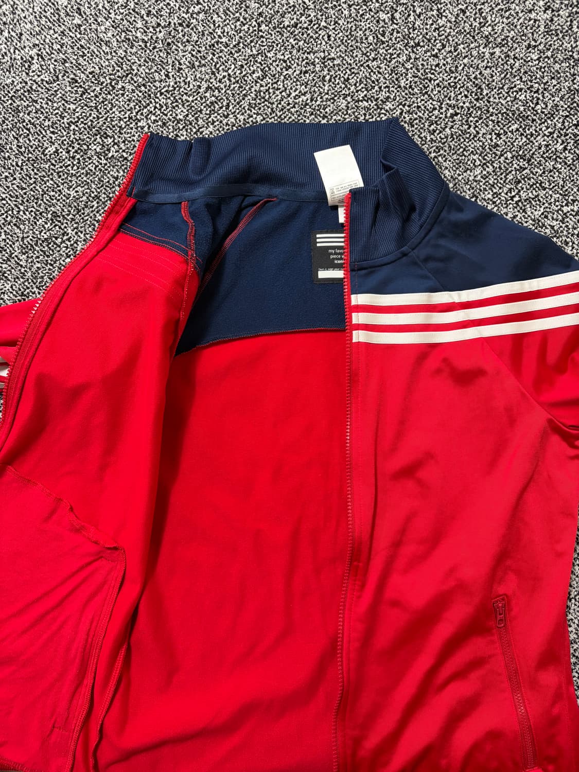 빈티지9. (3.1절 할인!) 아디다스 배색 라인 져지 레드 네이비 자켓 상품이미지4