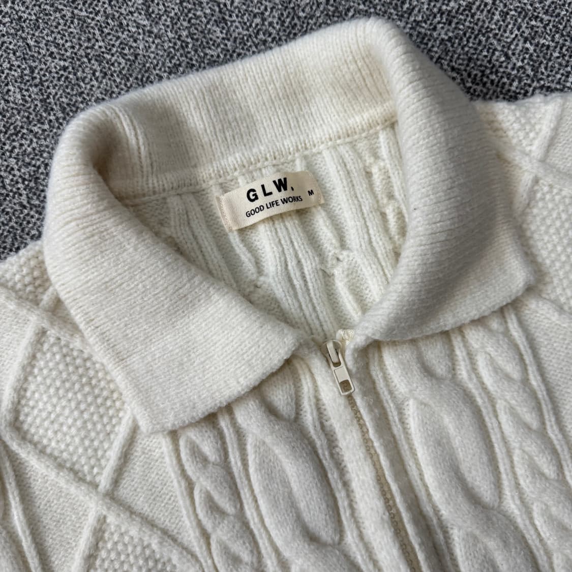 굿라이프웍스 케이블 니트 집업 상품이미지4