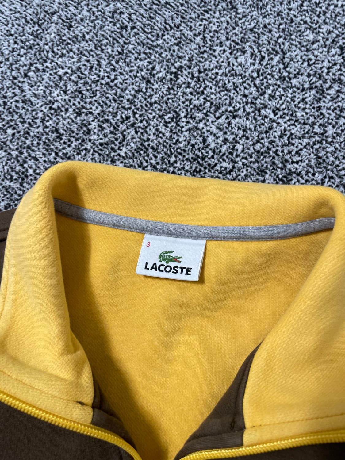빈티지9. 라코스테 초코브라운 옐로우 배색 져지 트랙탑 초코바나나 상품이미지3