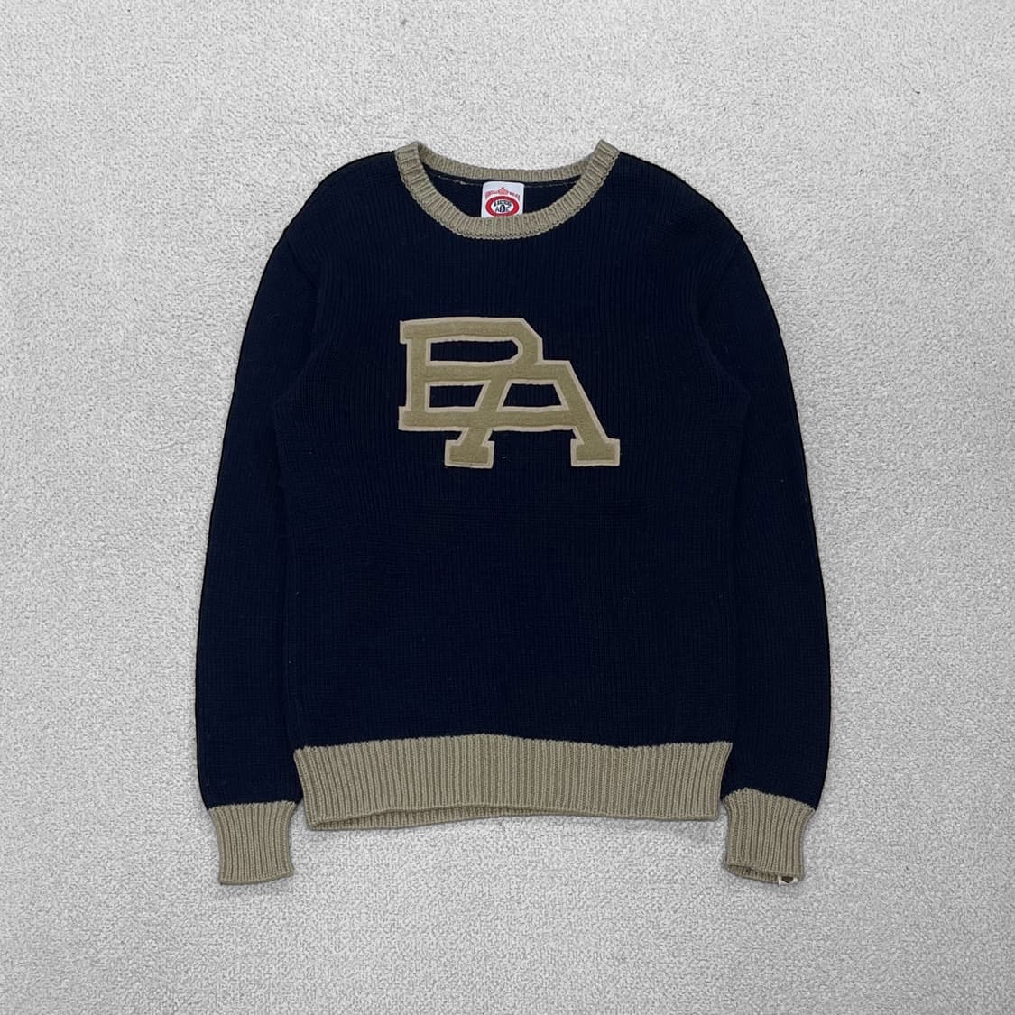 베이프 Bape 고릴라 울 크루넥 니트 네이비 베이지 상품이미지1