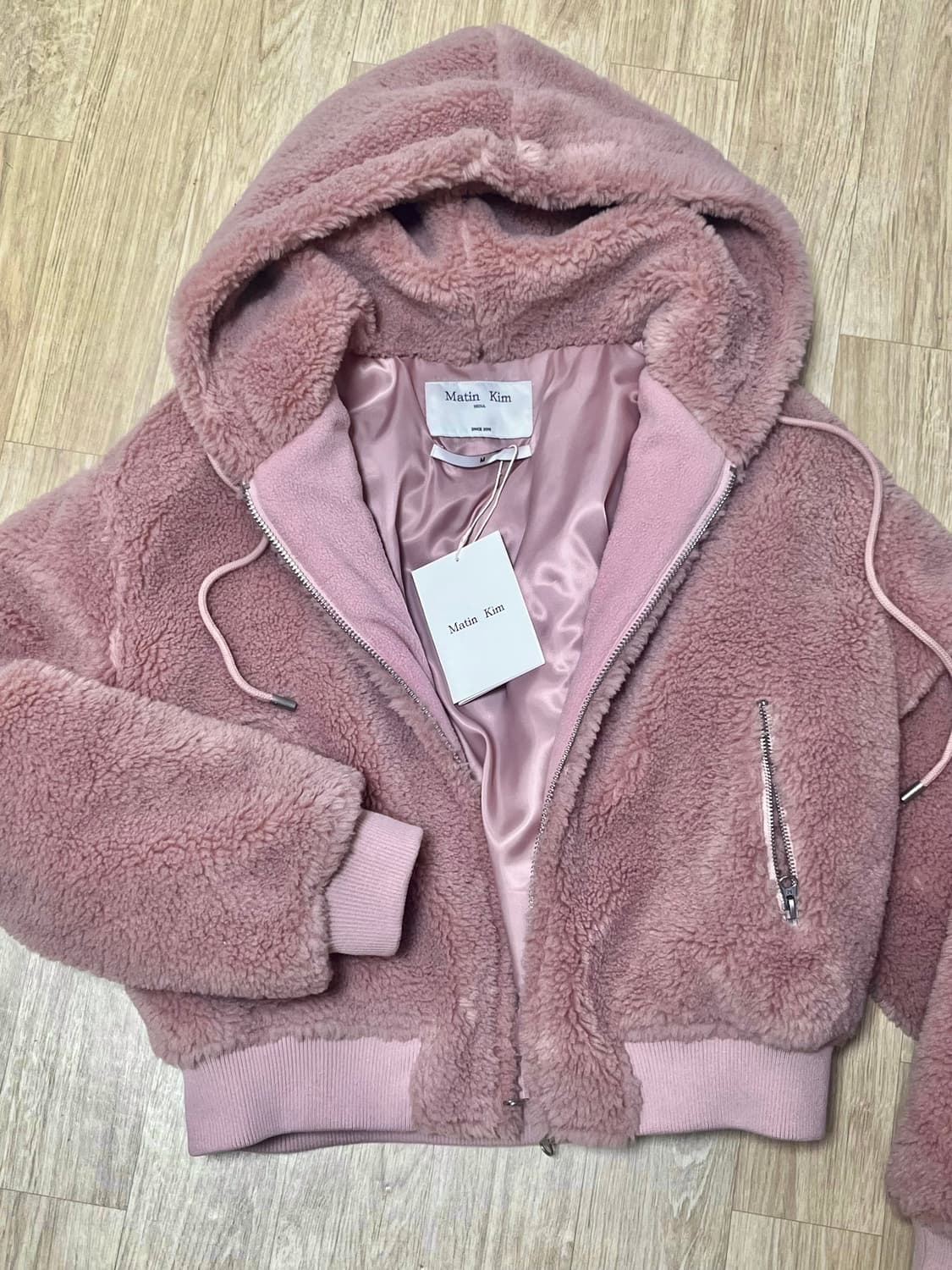 (급처) 마뗑킴 로고포인트 후디점퍼 핑크 상품이미지1