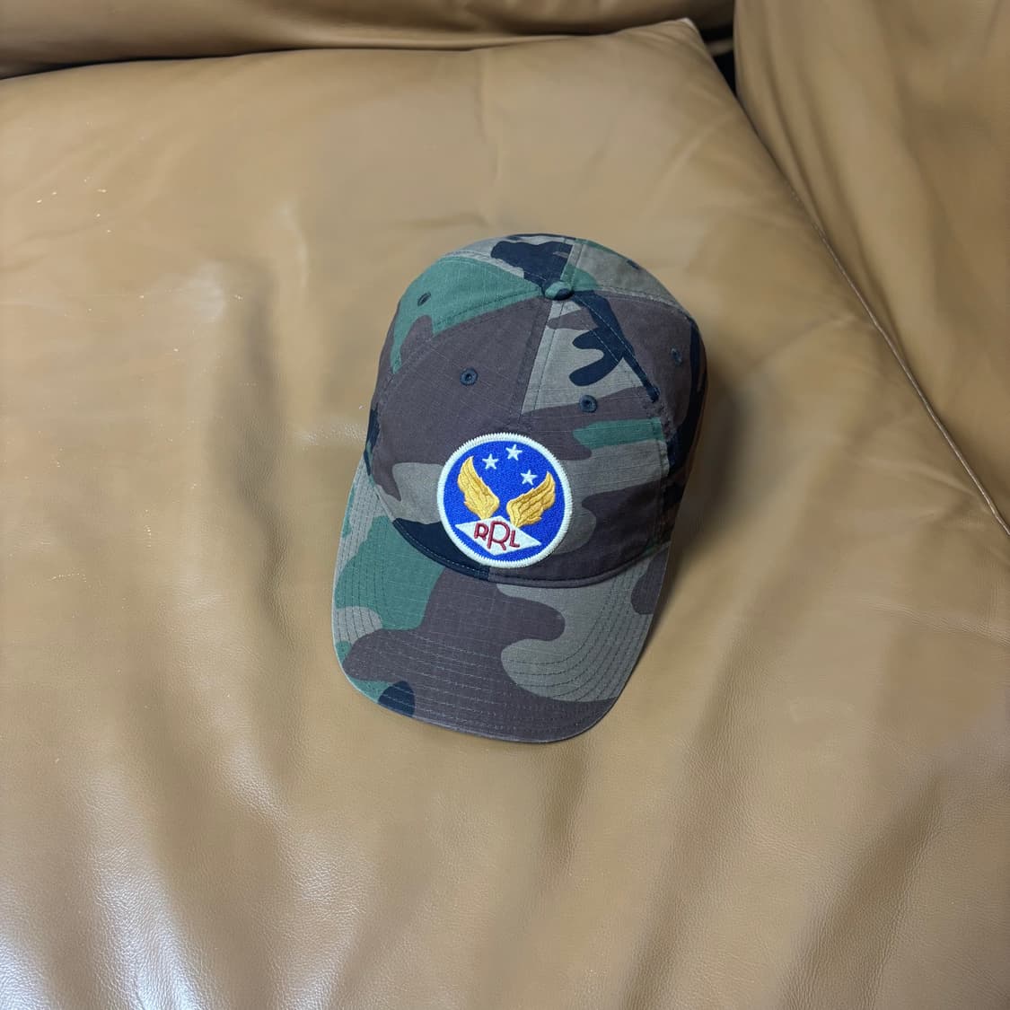 RRL 더블알엘 랄프로렌 폴로 윙로고 6패널 볼캡 모자 우드랜드 카모 상품이미지1