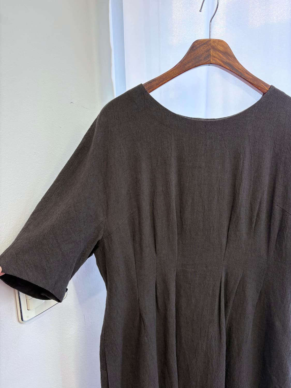 HIBI 다크브라운 린넨 클래식 롱 원피스 JPN  상품이미지2